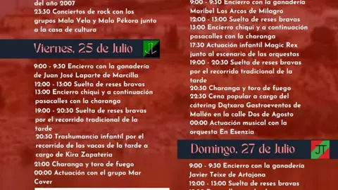 Programa de las Fiestas de la Juventud de Milagro 2025