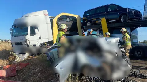 Imagen del lugar del accidente en la A 68, entre Mall&eacute;n y Cortes