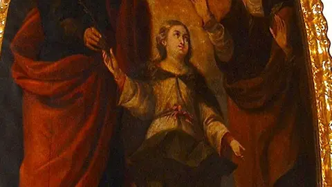 Santa Ana y San Joaqu&iacute;n con la Virgen Ni&ntilde;a, obra de Vicente Berdus&aacute;n, en la Sala Capitular