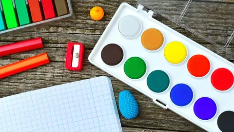 Vuelta al colegio material escolar pinturas manualidades