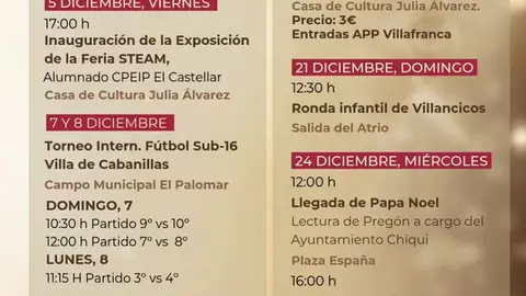 Programa de Navidad en Villafranca 2025