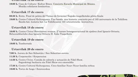 Programa de la Semana Pre San Sebasti&aacute;n en Tafalla 2026