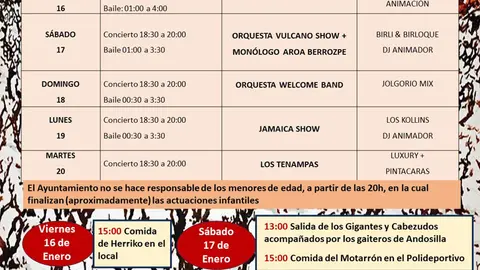 Programa de las Fiestas de San Sebasti&aacute;n en Andosilla 2026