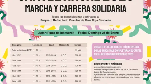 Marcha solidaria en Cascante a favor del proyecto Bici Sin Edad y Presentaci&oacute;n del cartel de Estaciones Sonoras 2026