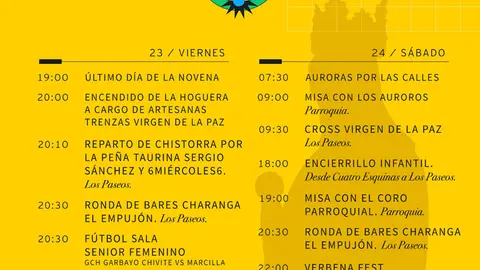 Programa de las Fiestas de la Virgen de la Paz en Cintru&eacute;nigo 2026