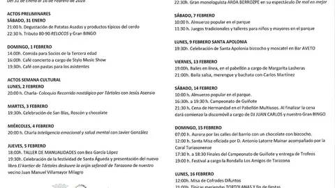Semana Cultural de Santa Apolonia en el Barrio de T&oacute;rtoles de Tarazona 2026