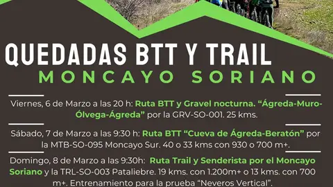 Quedadas BTT y Trail del Club Ciclista Moncayo Soriano de &Aacute;greda 2026