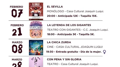 Programaci&oacute;n cultural de Caparroso febrero-abril 2026