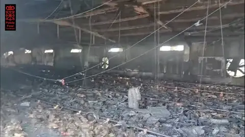 Incendio de una explotaci&oacute;n av&iacute;cola en Villafranca.