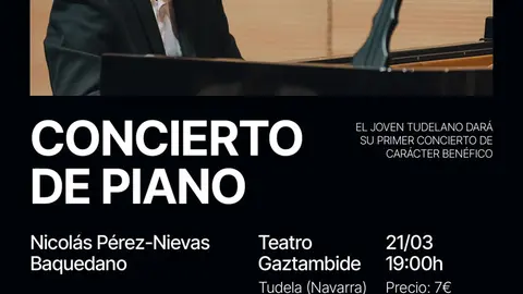 Concierto de piano en Tudela de Nicol&aacute;s P&eacute;rez‑Nievas Baquedano
