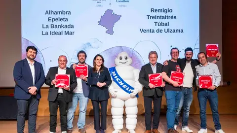Miguel Pereda (Gu&iacute;a Michelin); Nicol&aacute;s Ram&iacute;rez (T&uacute;bal); Juan Salcedo (Remigio); Isabel Moreno (CaixaBank); Bibendum; Juan Mari Idoate (Alhambra); Xabier Villanueva (La Bankada); Aitor D&iacute;ez de Ulzurrun (Venta de Ulzama)
