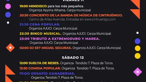Programa de las Fiestas&nbsp;de la Juventud de Cintru&eacute;nigo 2026