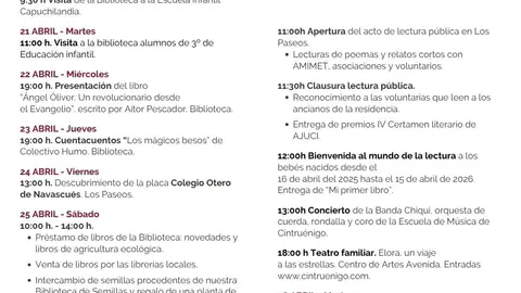 D&iacute;a del Libro en Cintru&eacute;nigo 2026