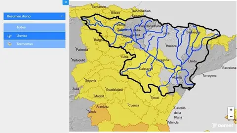 Avisos meteorol&oacute;gicos que afectan a la Cuenca del Ebro.