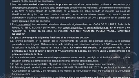 XLIII Certamen Po&eacute;tico &Aacute;ngel Mart&iacute;nez Baigorri en Lodosa 2026
