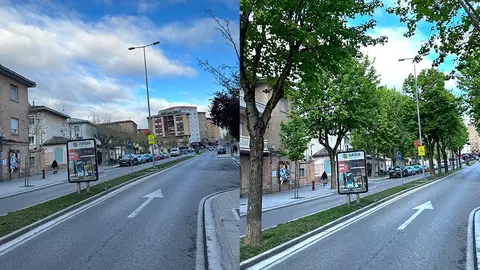 Im&aacute;genes del estado actual y de c&oacute;mo ser&iacute;a la Avenida del Barrio con &aacute;rboles y m&aacute;s vegetaci&oacute;n