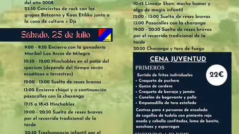 Programa de las Fiestas de la Juventud de Milagro 2026