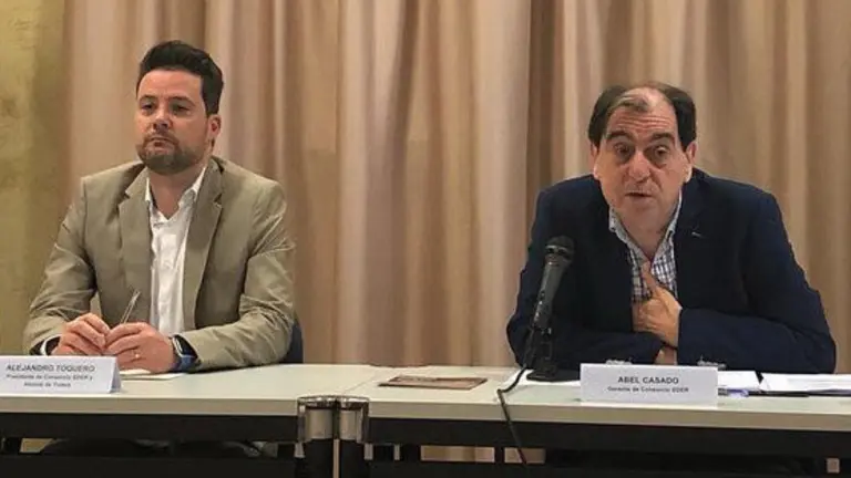 Alejandro Toquero, alcalde de Tudela y Abel Casado, gerente del Consorcio Eder