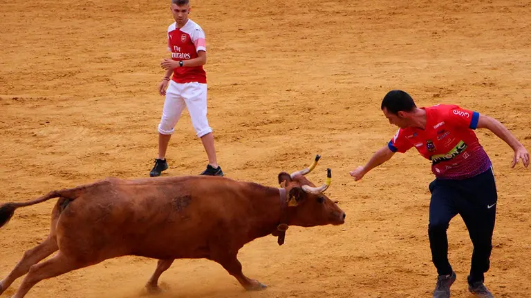Sergio Garc&iacute;a P&eacute;rez de Arrilucea haciendo un recorte en Fiestas de Tudela 2019 1163