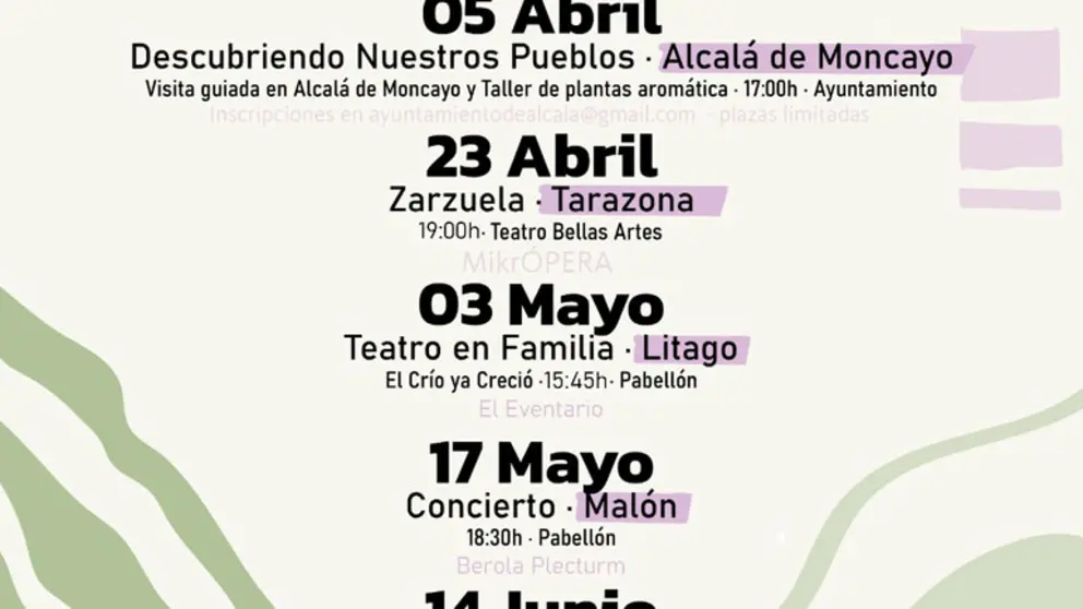 Agenda Cultural Primavera 2025 en la Comarca de Tarazona y el Moncayo