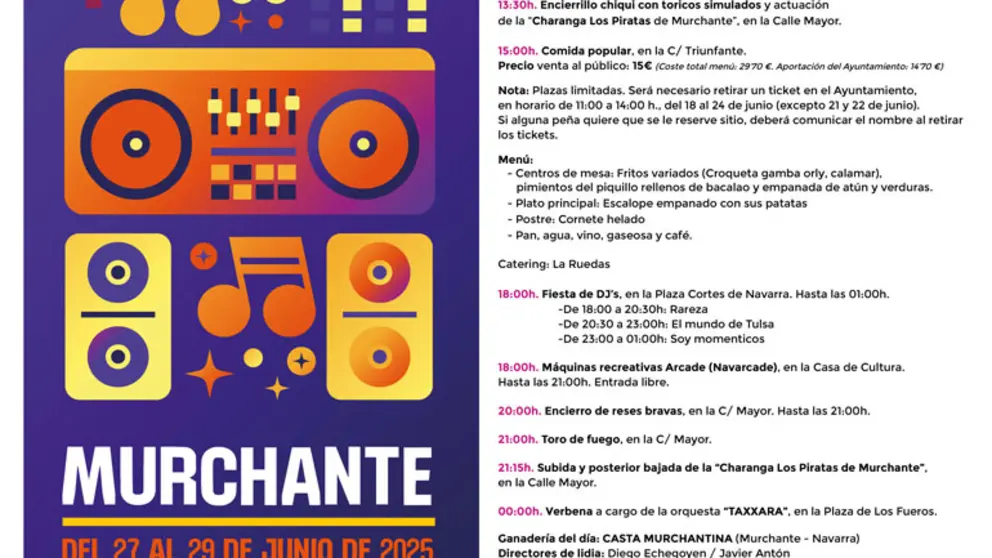 Programa de las Fiestas de la Juventud de Murchante 2025