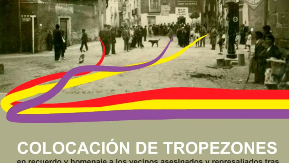 Acto en Corella de Colocaci&oacute;n de tropezones en memoria de los represaliados de 1936