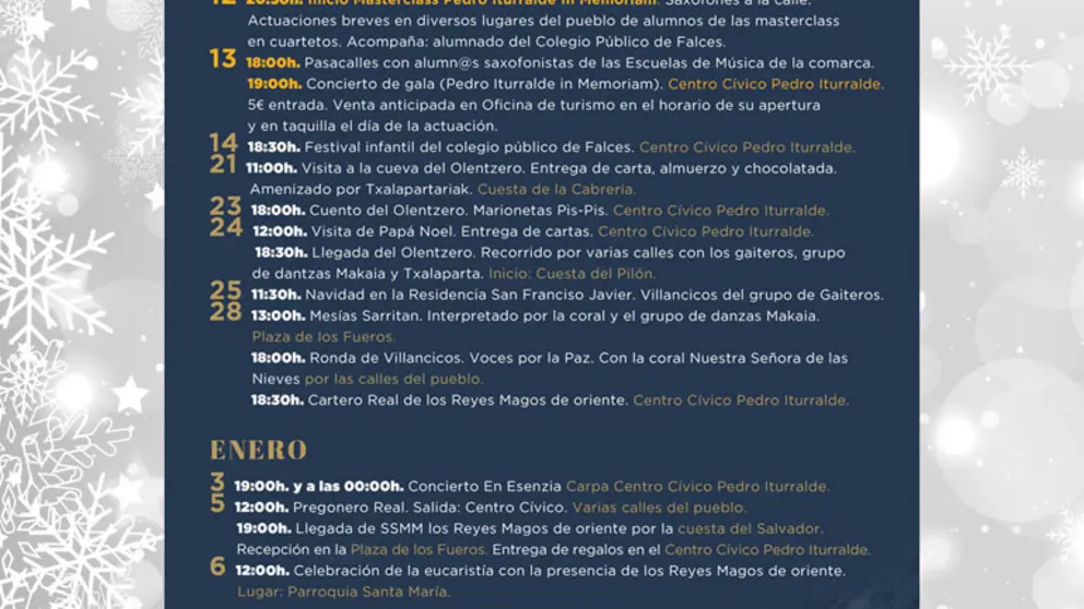 Programa de Navidad en Falces 2025