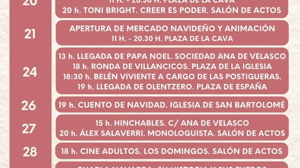 Programa de Navidad en Marcilla 2025
