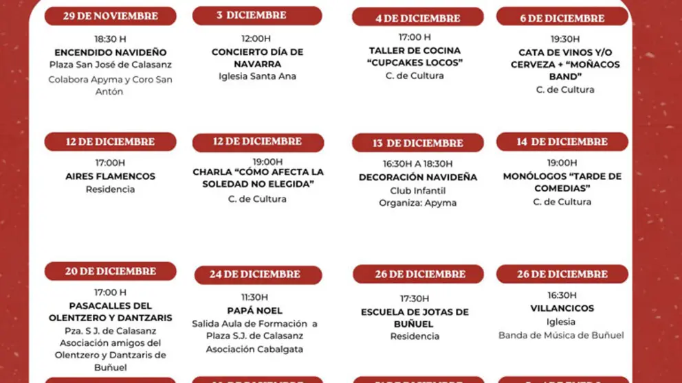 Programaci&oacute;n de Navidad en Bu&ntilde;uel 2025