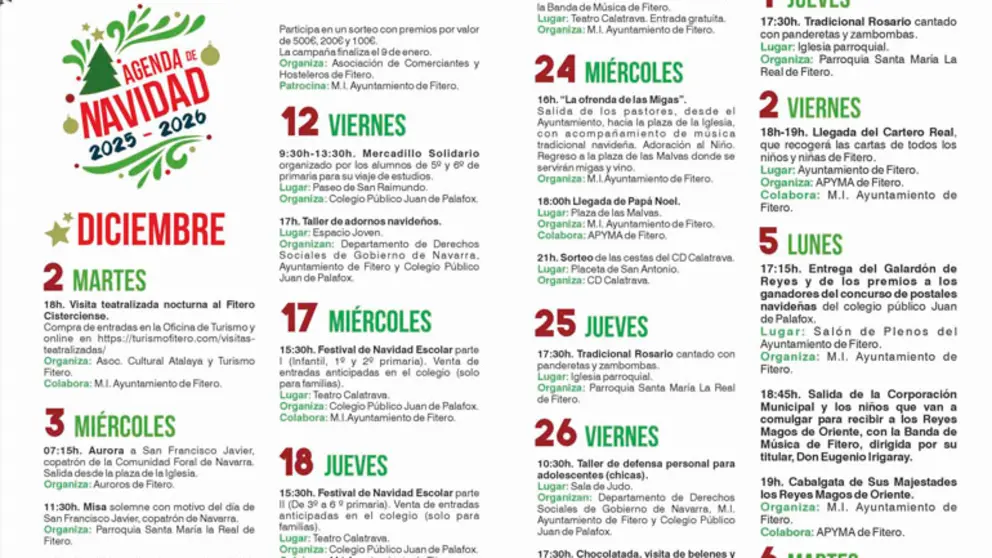 Programa de Navidad en Fitero 2025