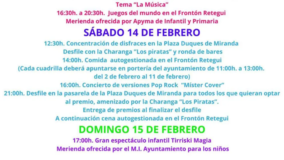Carnaval en Cortes 2026