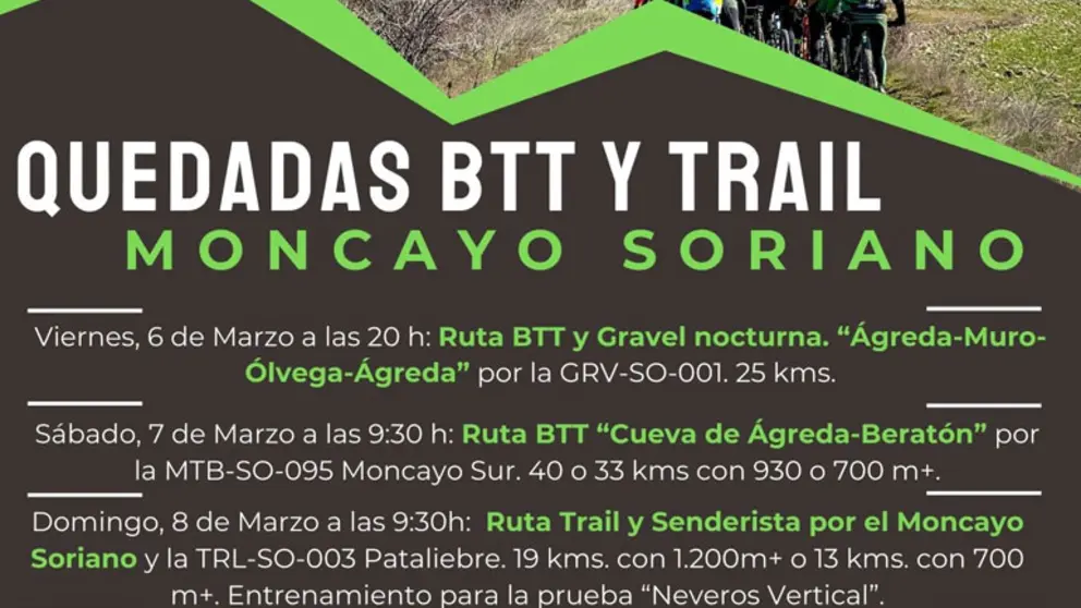 Quedadas BTT y Trail del Club Ciclista Moncayo Soriano de &Aacute;greda 2026