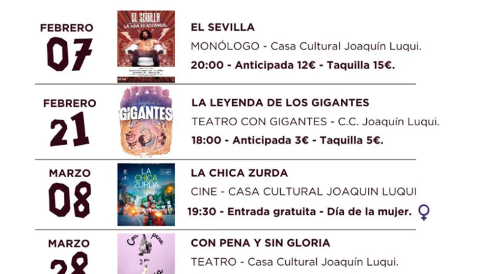 Programaci&oacute;n cultural de Caparroso febrero-abril 2026