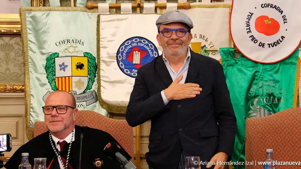 El chef de Azagra, Jes&uacute;s S&aacute;nchez Sainz, agradecido tras su nombramiento como pregonero y Caballero de Honor de las Fiestas de la Verdura de Tudela.