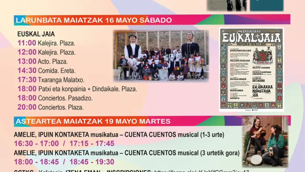 Programa del festival &lsquo;XIX. Udaberria Euskaraz &lsquo; de Tafalla