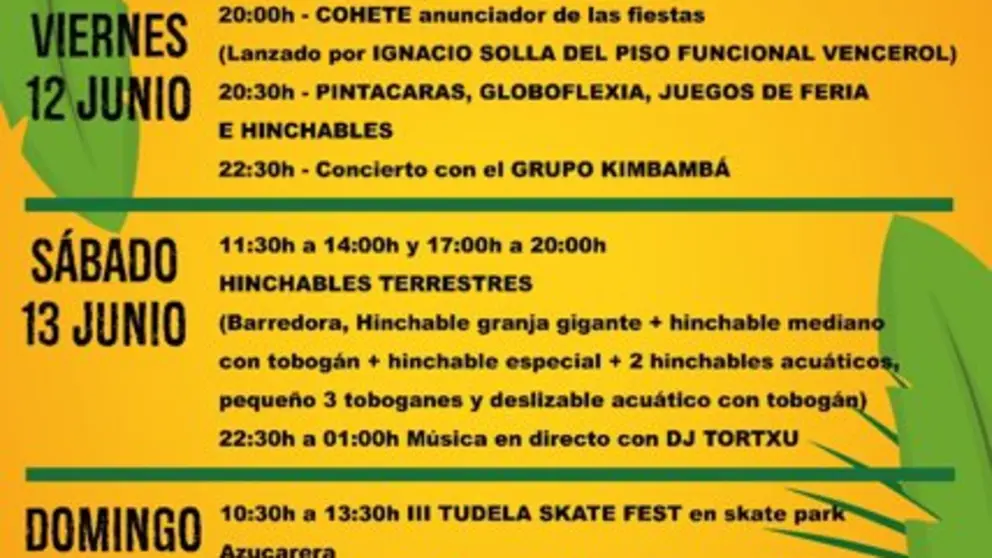 Programa de las Fiestas de la Azucarera en Tudela 2026