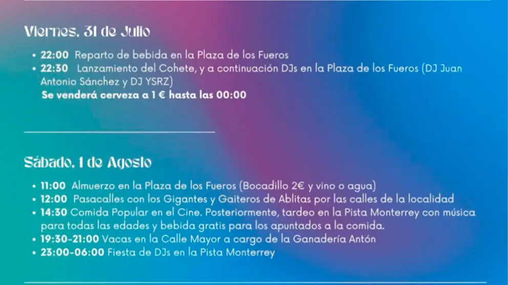 Programa de las Fiestas de la Juventud de Ablitas 2026