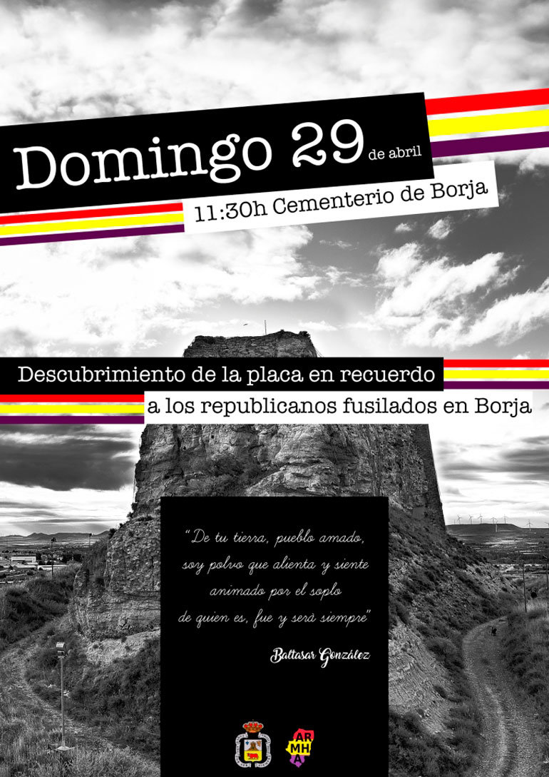 Descubrimiento placa homenaje a los republicanos fusilados en Borja