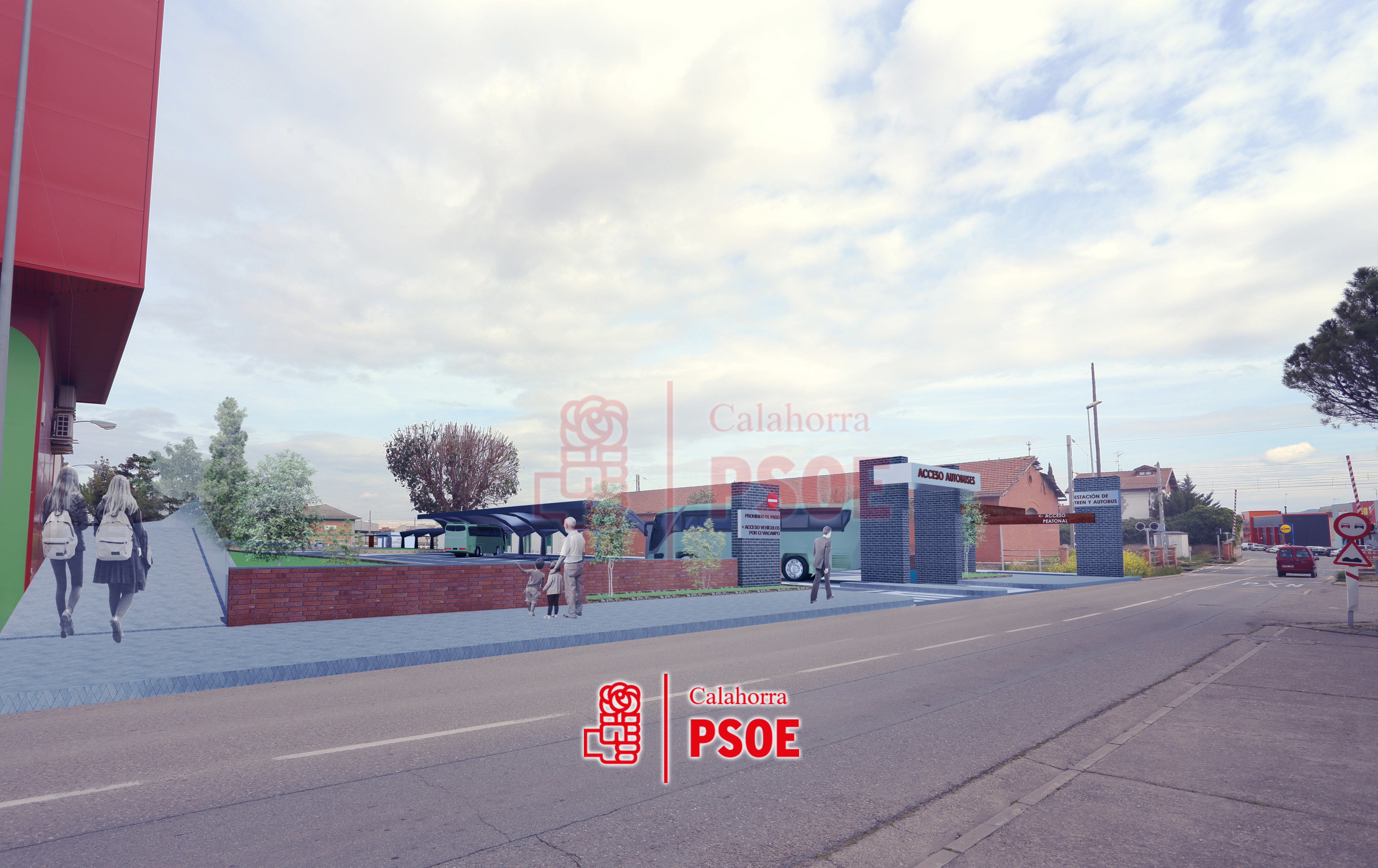 Montaje de la estación intermodal de Calahorra propuesta por el PSOE