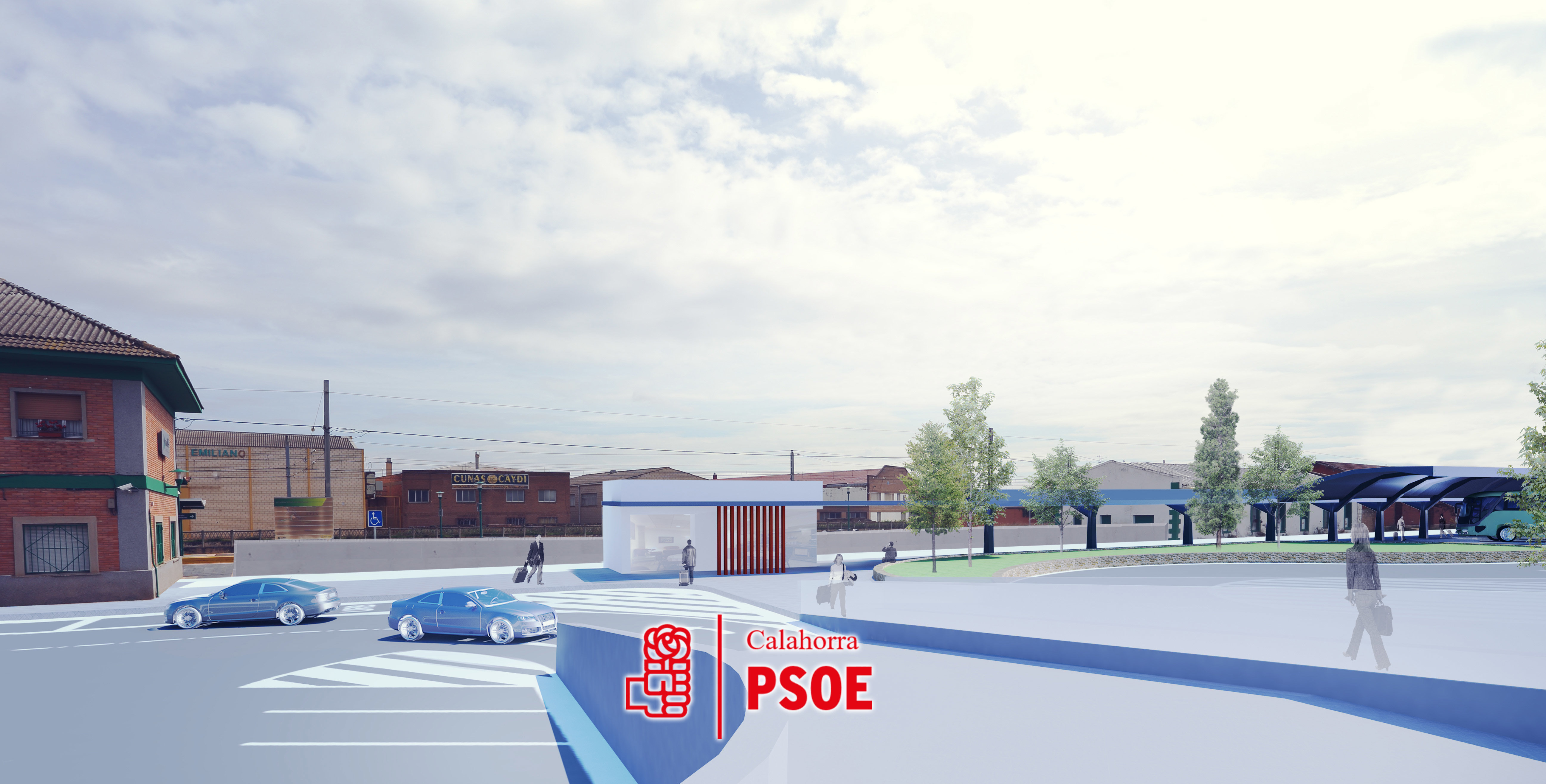 Montaje de la estación intermodal de Calahorra propuesta por el PSOE. Vista desde el interior