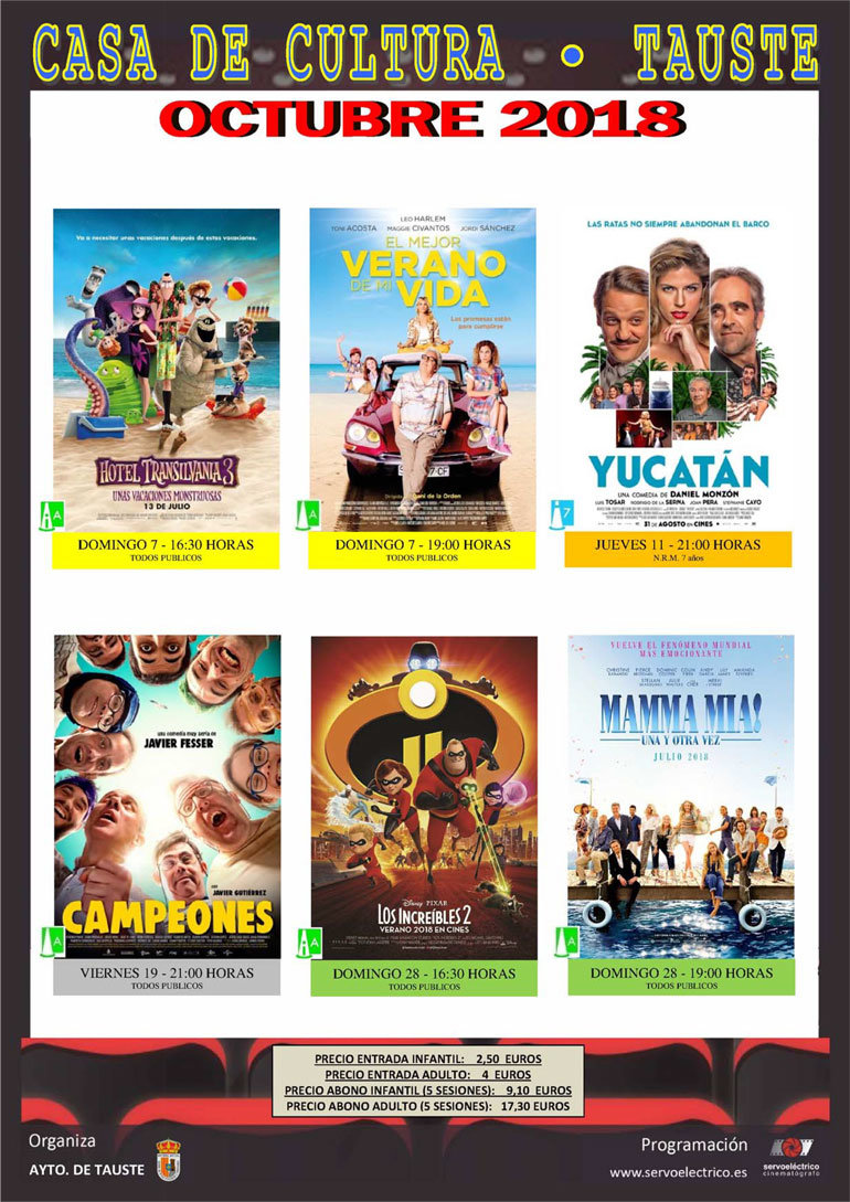 Cartelera cine octubre Tauste