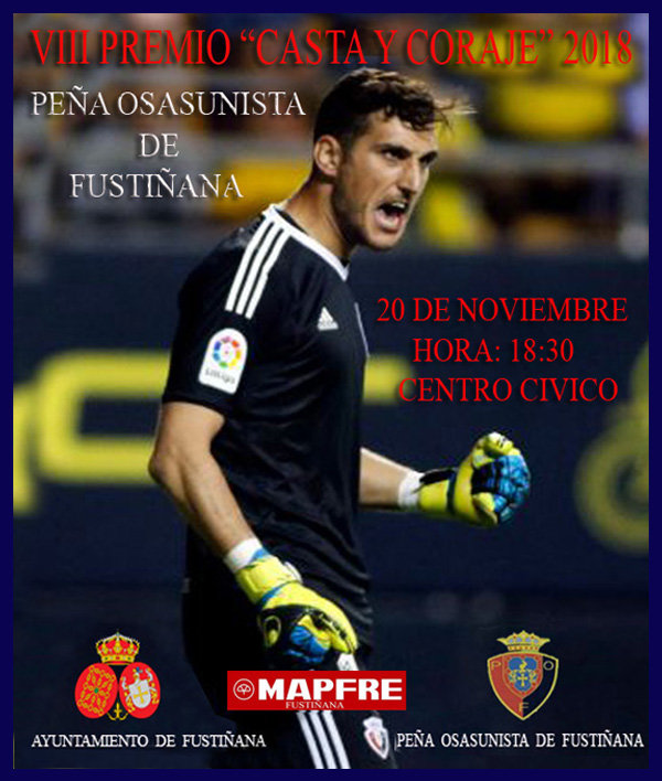 VIII Premio Casta y coraje al jugador del C.A. Osasuna Sergio Herrera