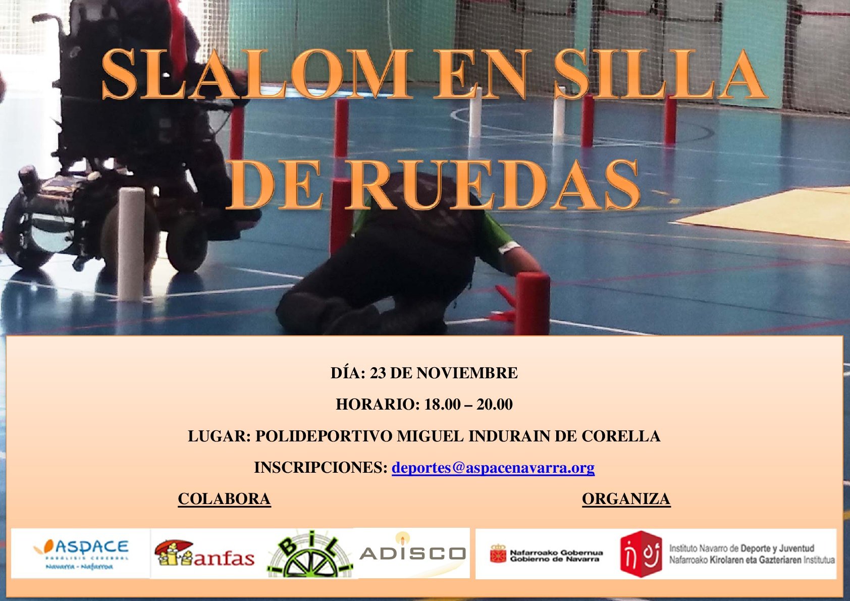 Slalom en silla de ruedas en Corella