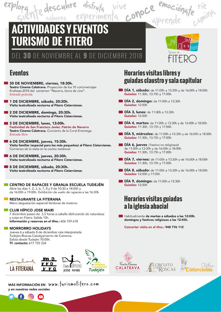 Actividades y eventos Turismo de Fitero desde el 30 de noviembre hasta el 9 de diciembre