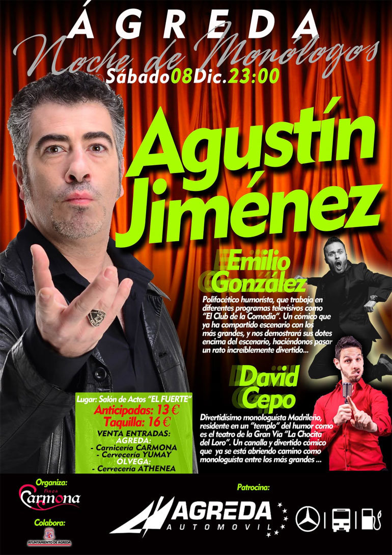 Noche de monólogos en Ágreda con Agustín Jiménez