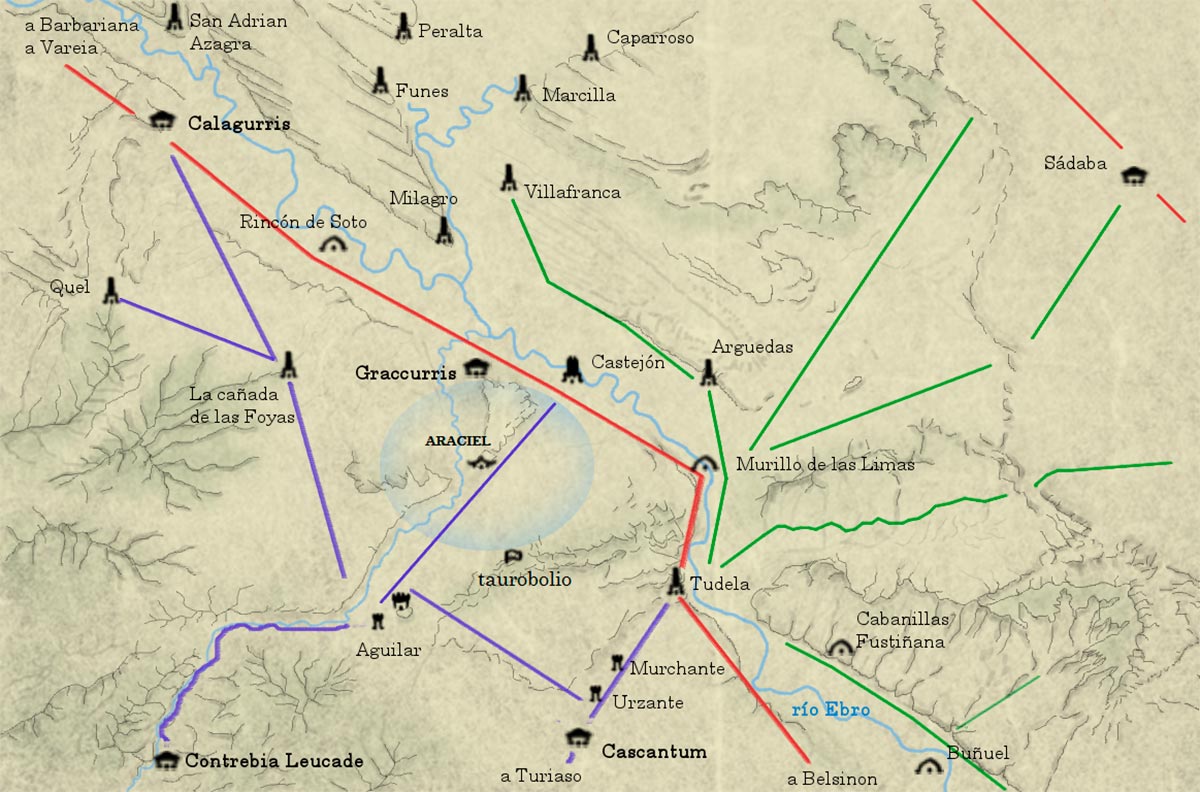 Mapa trabajo Alhama Asturica Tarraco
