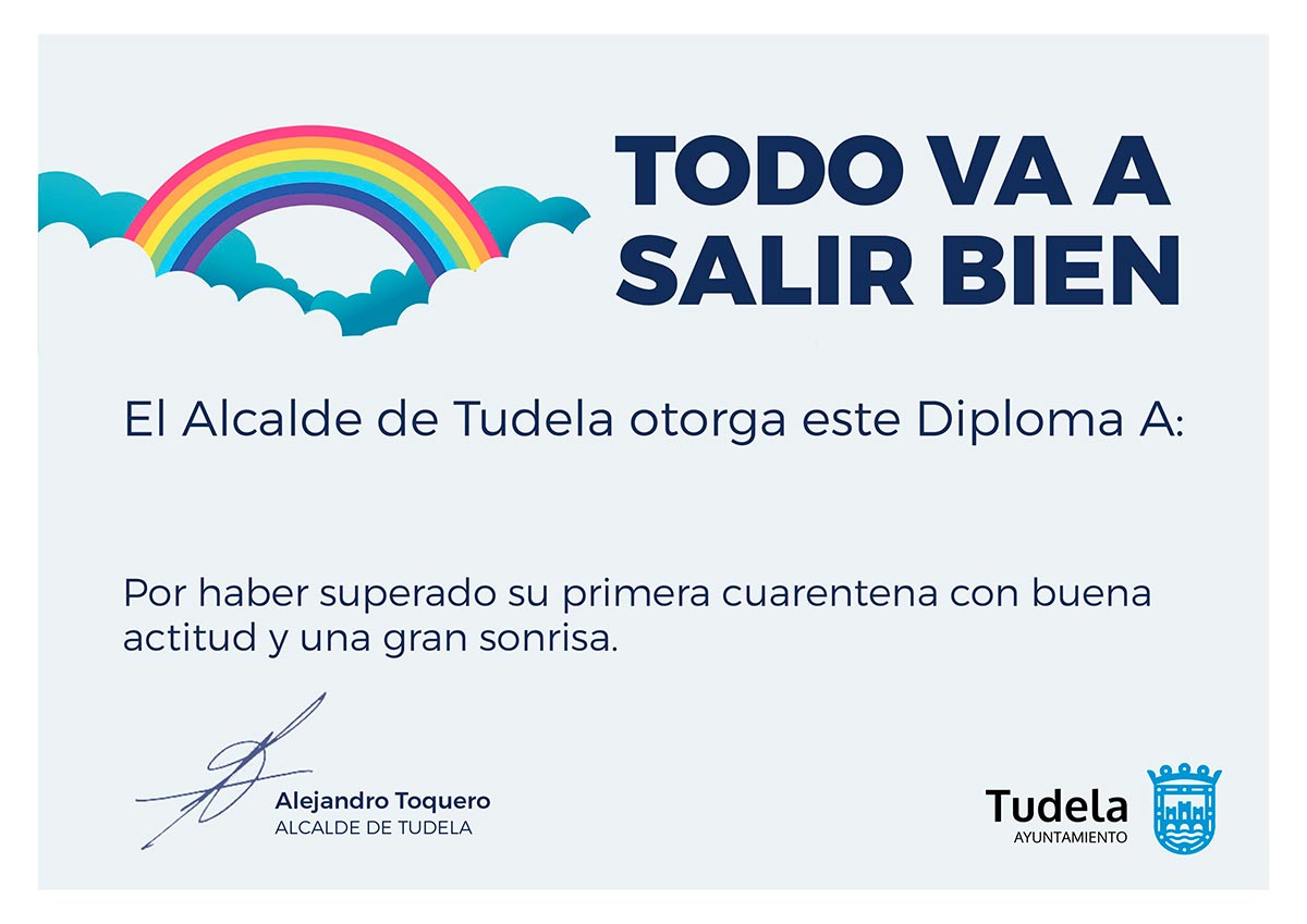 Con un diploma como éste el Ayuntamiento de Tudela agraderá a los más pequeños su esfuerzo durante la cuarentena