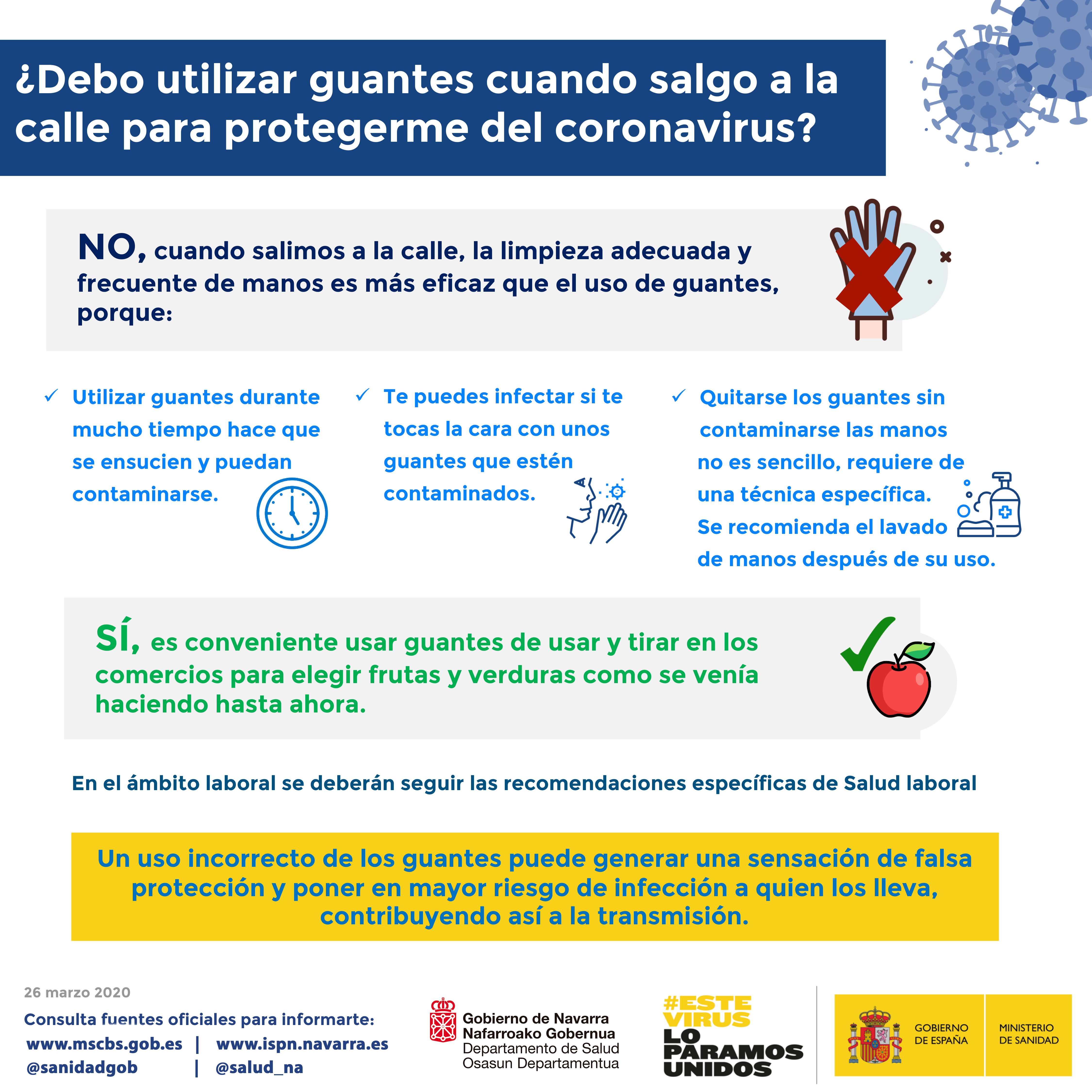 Cartel mejor lavarse las manos que los guantes
