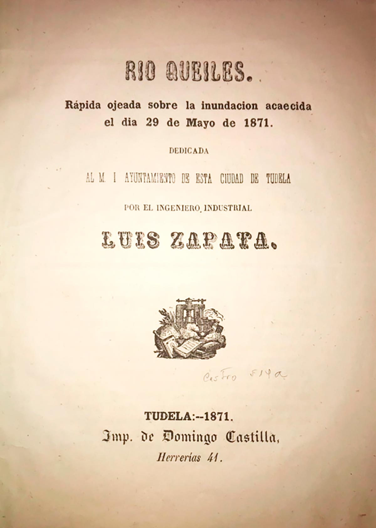 Informe de la inundación acaecida el 29 de mayo de 1871
