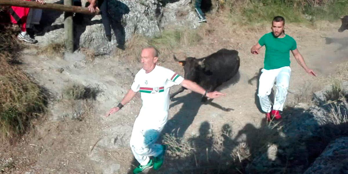 Pedro Moreno Miguel en el encierro del Pilón de Falces